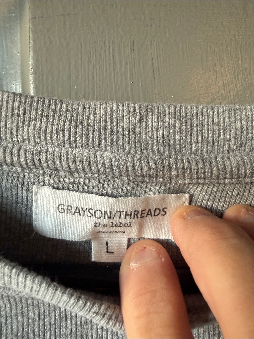 Grayson Threads Heather Gray Ribbed Crewneck Top - Picture 2 of 4